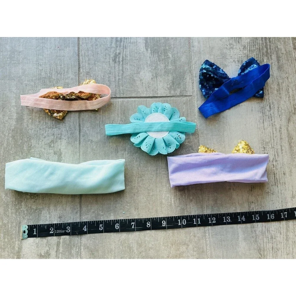 Baby Toddler Girl Headband Set of 5 Hair Accessories Bow Elastic Head Wrap 0-12m